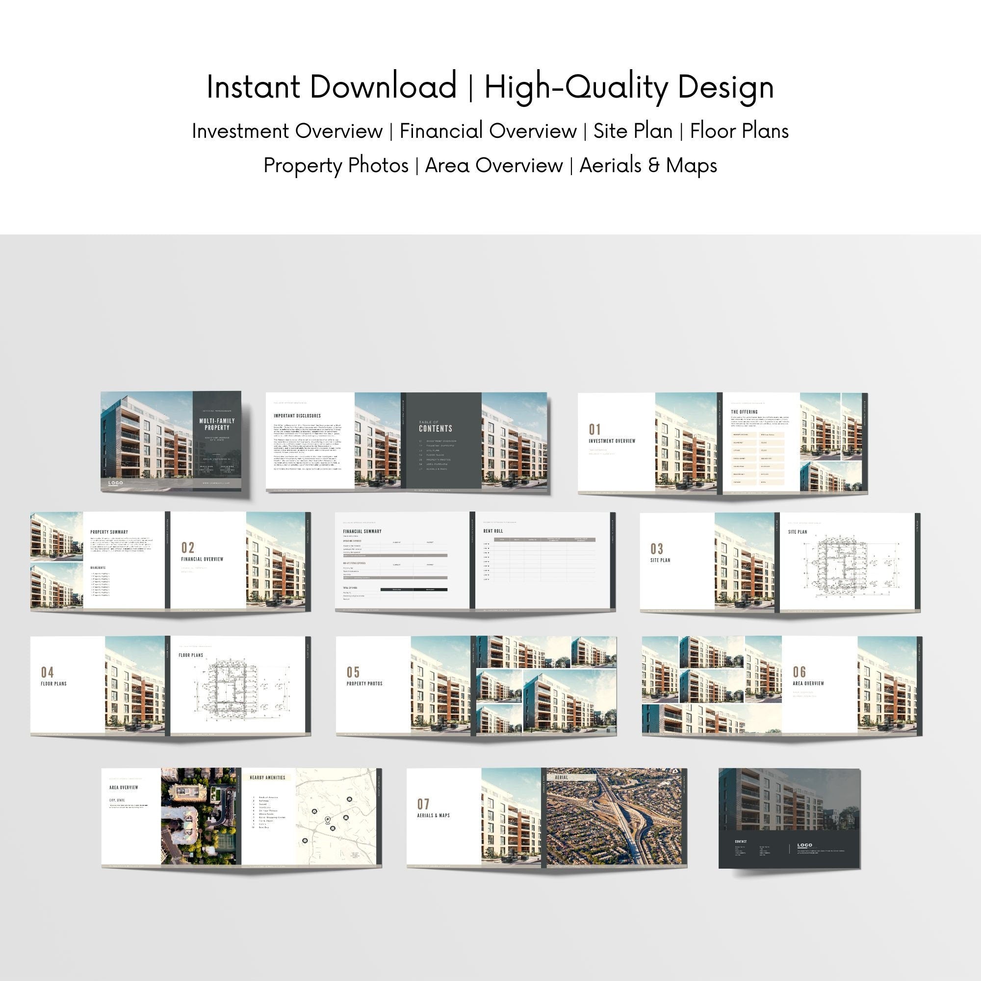 Commercial Real Estate Offering Memorandum Template: Canva Brochure (Digital Download)