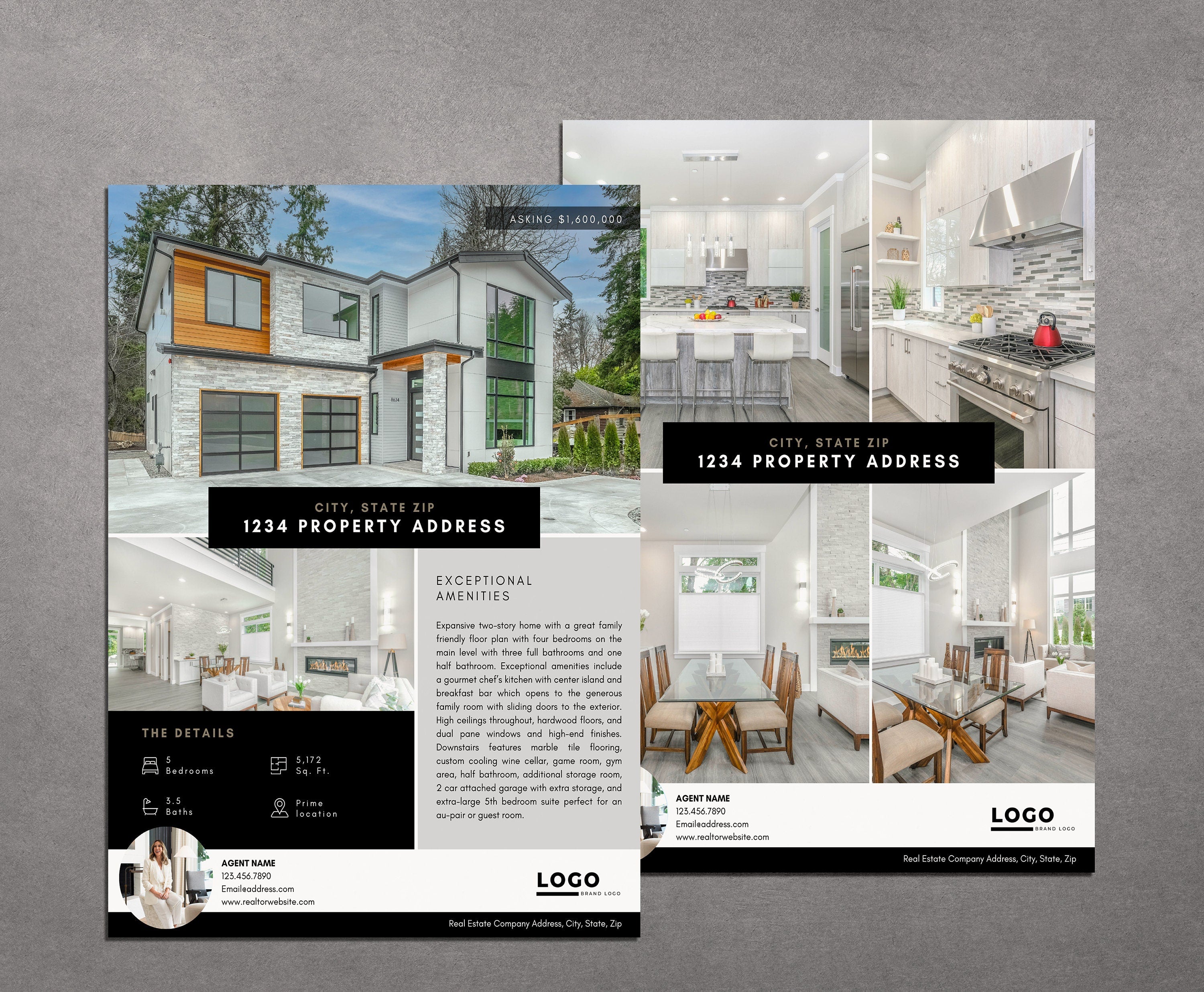 Real Estate Listing Flyer | 2 Page Flyer Template | Realtor Marketing | Edit in Canva