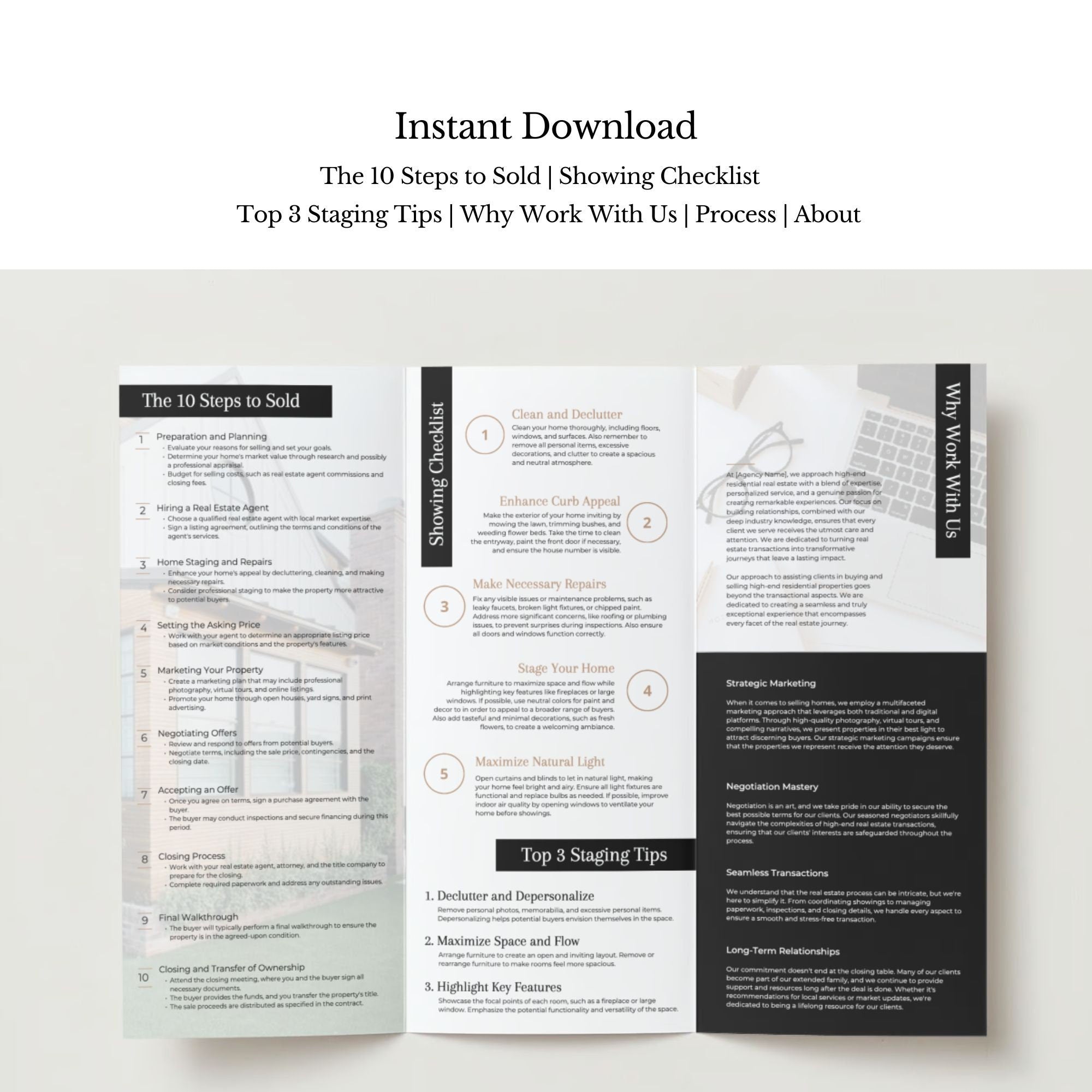 Real Estate Seller's Guide Trifold Brochure Template (Canva)