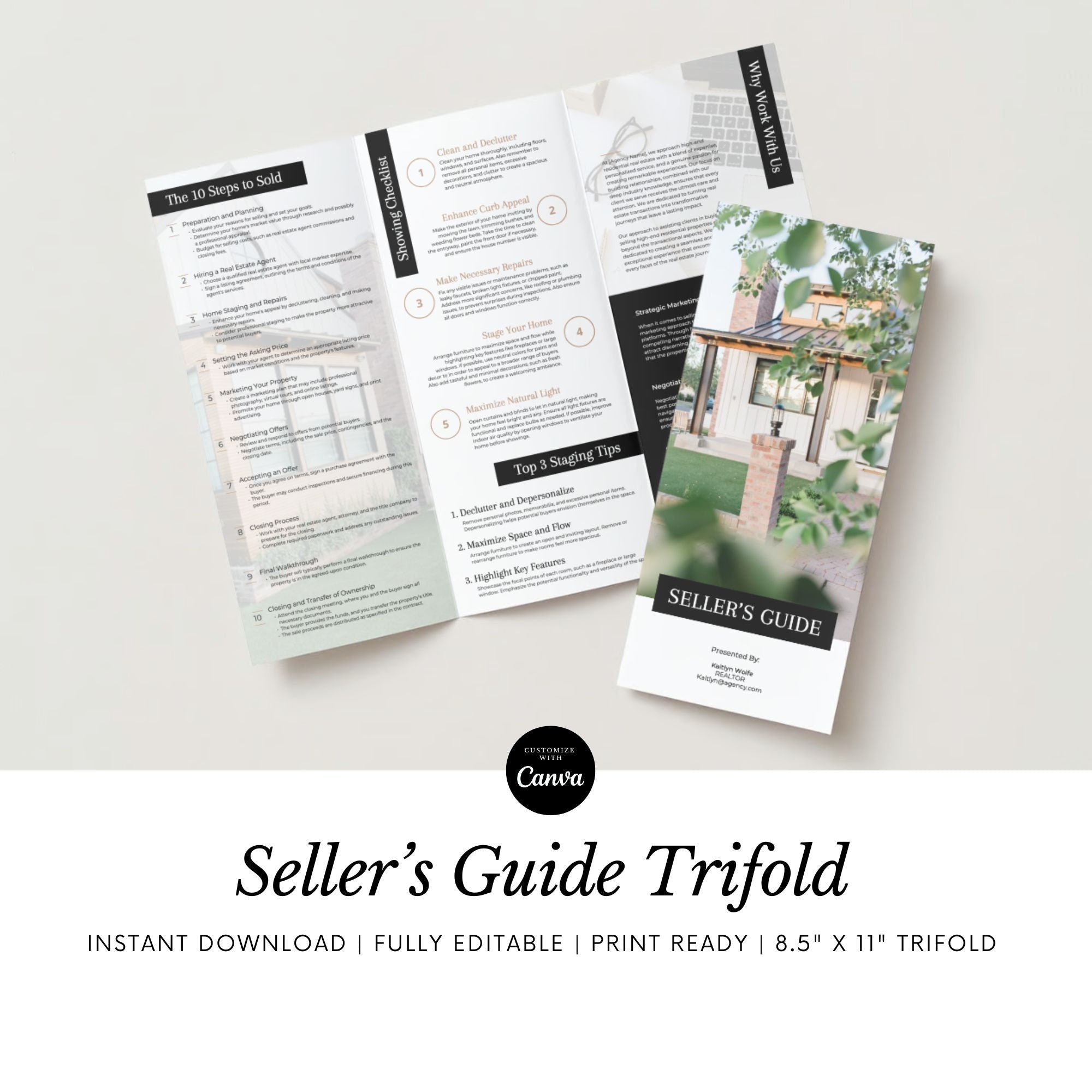Real Estate Seller's Guide Trifold Brochure Template (Canva)
