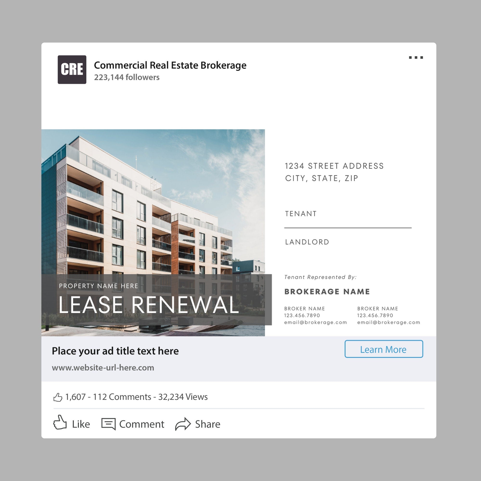 Commercial Real Estate LinkedIn Post Templates: Canva Editable (Digital Download)