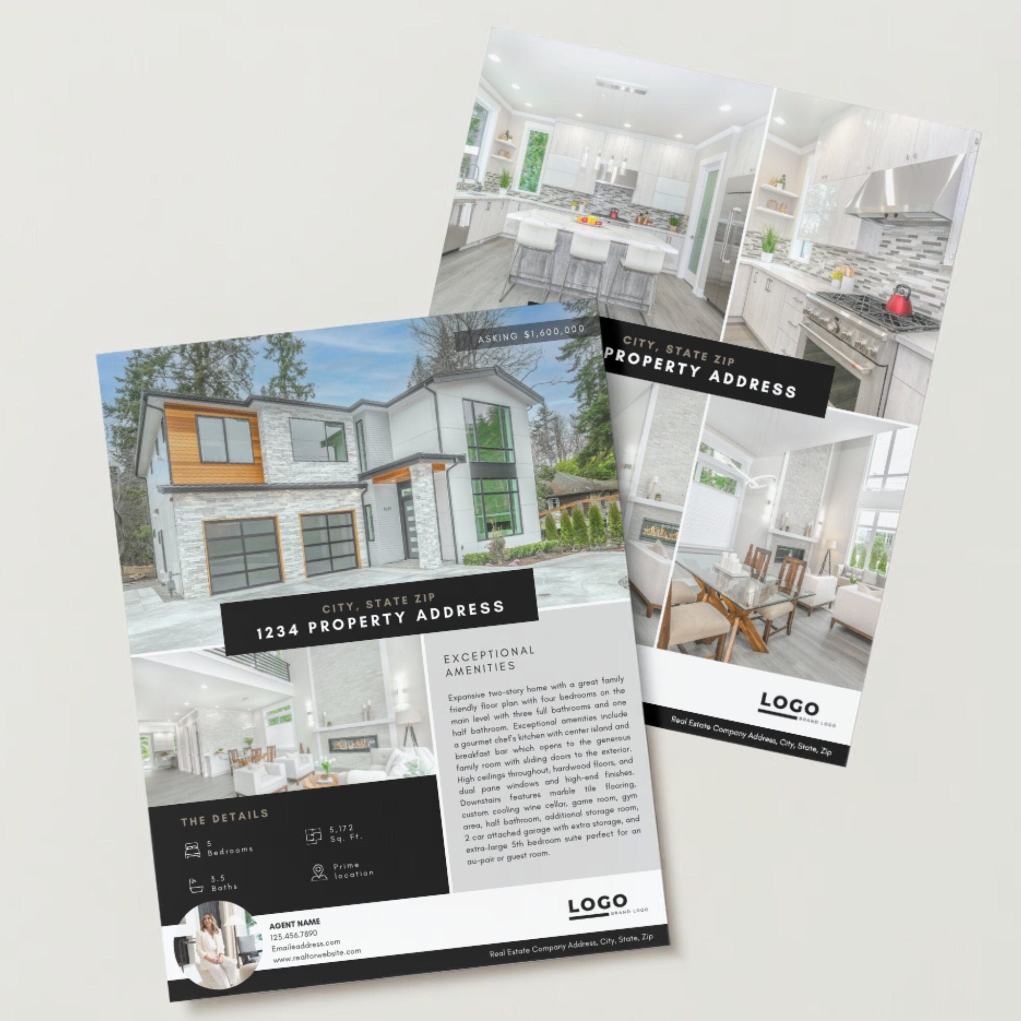 Real Estate Listing Flyer | 2 Page Flyer Template | Realtor Marketing | Edit in Canva