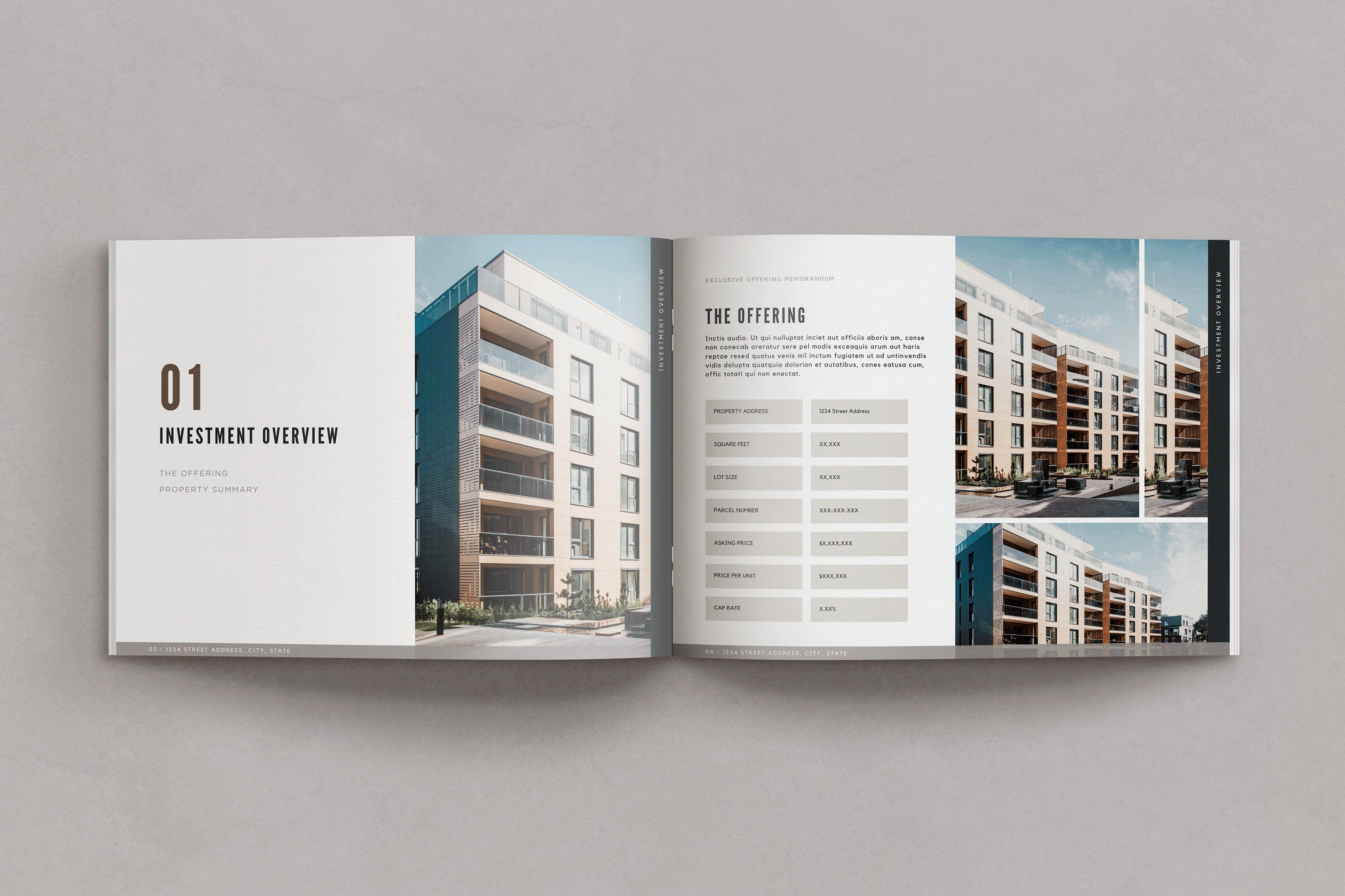 Commercial Real Estate Offering Memorandum Template: Canva Brochure (Digital Download)
