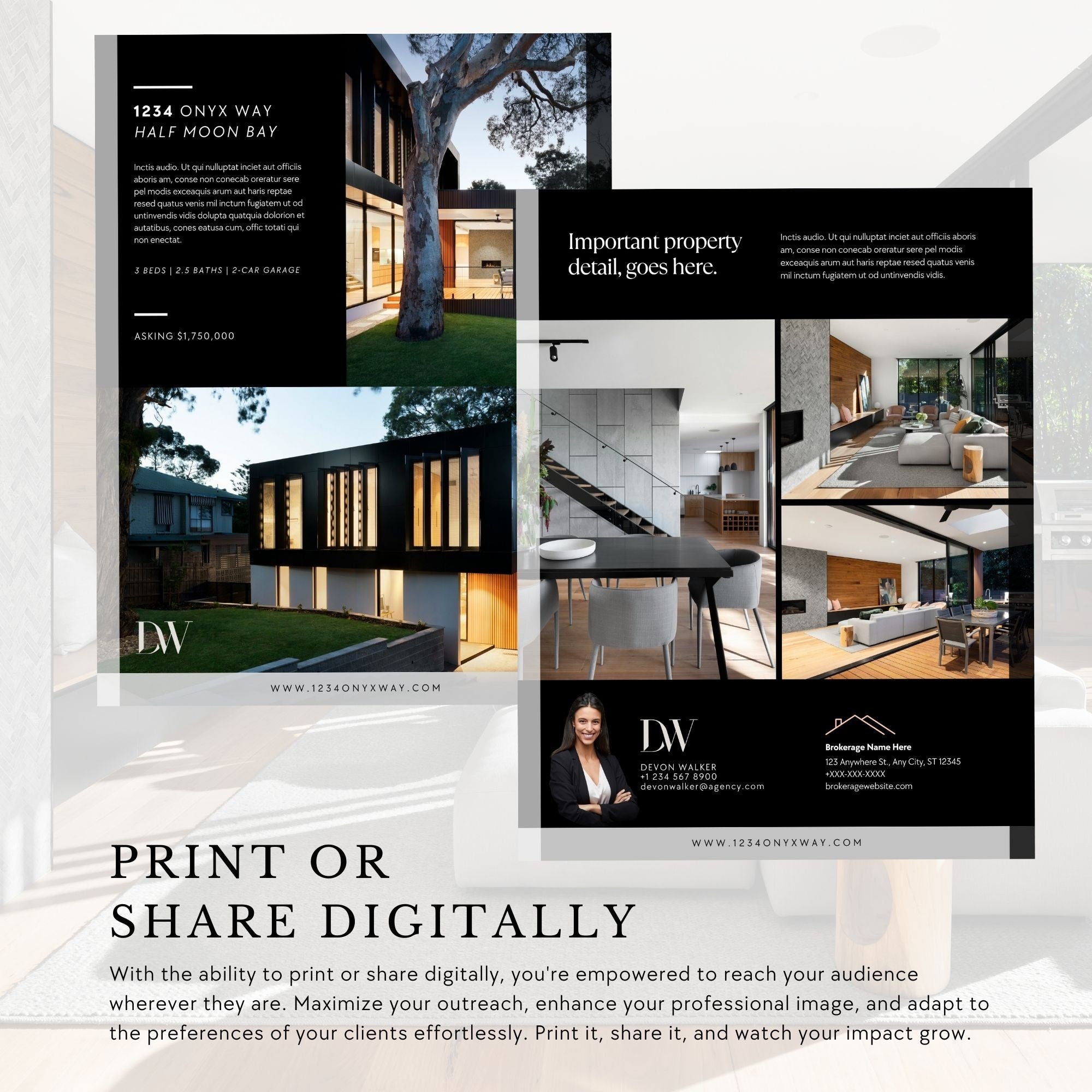 Modern Real Estate Flyer: New Listing Brochure (Edit in Canva)