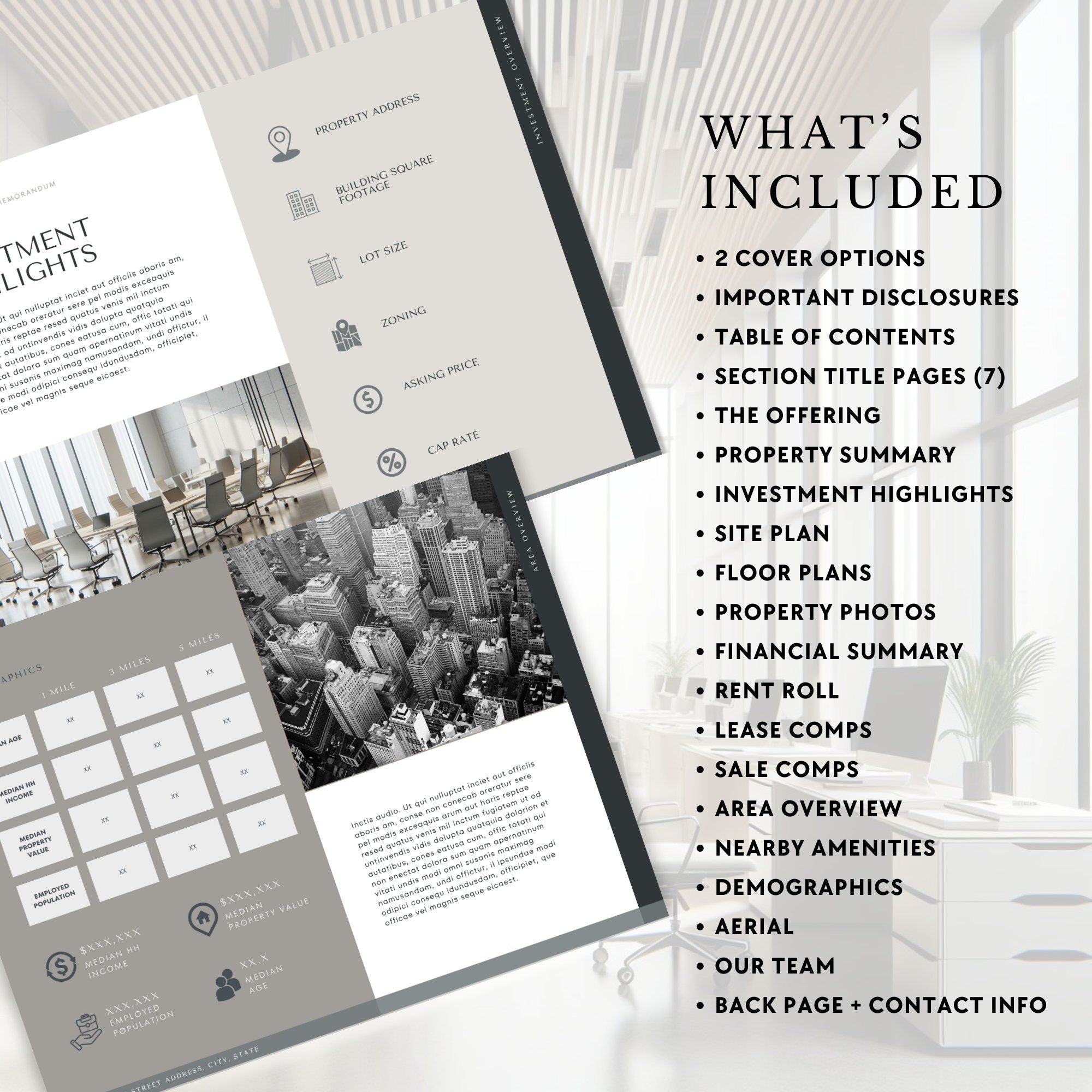 Commercial Real Estate Brochure Template: 30-Page Offering Memorandum (Edit in Canva)