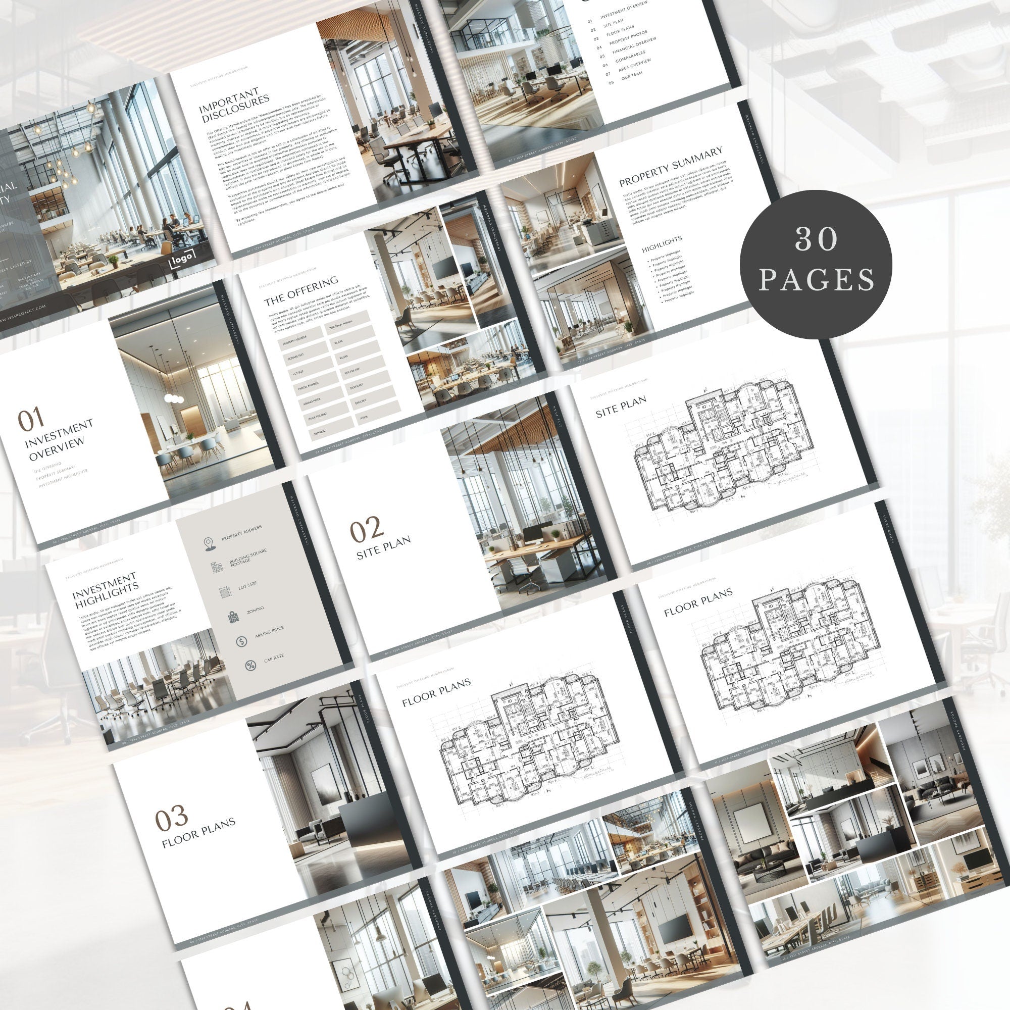 Commercial Real Estate Brochure Template: 30-Page Offering Memorandum (Edit in Canva)