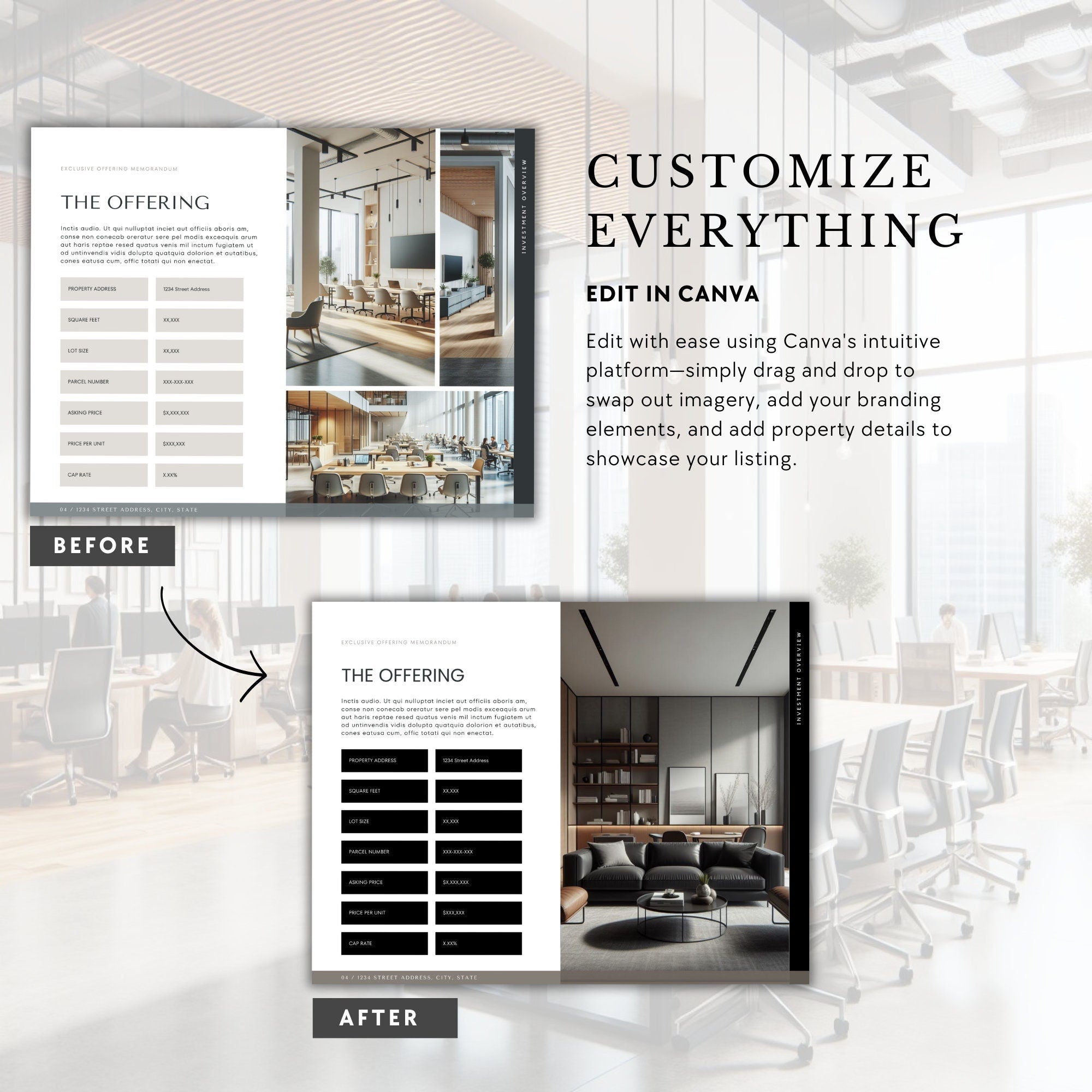 Commercial Real Estate Brochure Template: 30-Page Offering Memorandum (Edit in Canva)