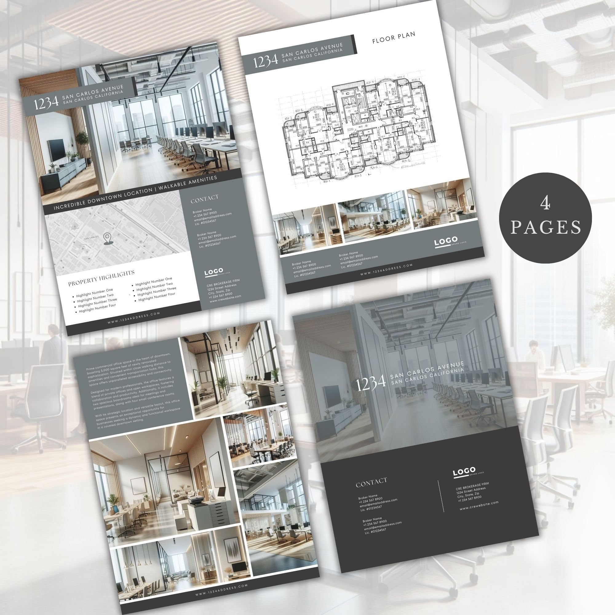 Commercial Real Estate Flyer Template: 4-Page Property Marketing (Edit in Canva)