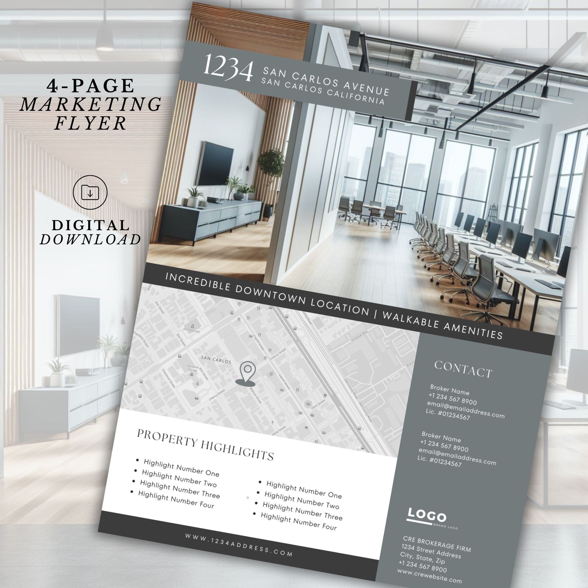Commercial Real Estate Flyer Template: 4-Page Property Marketing (Edit in Canva)