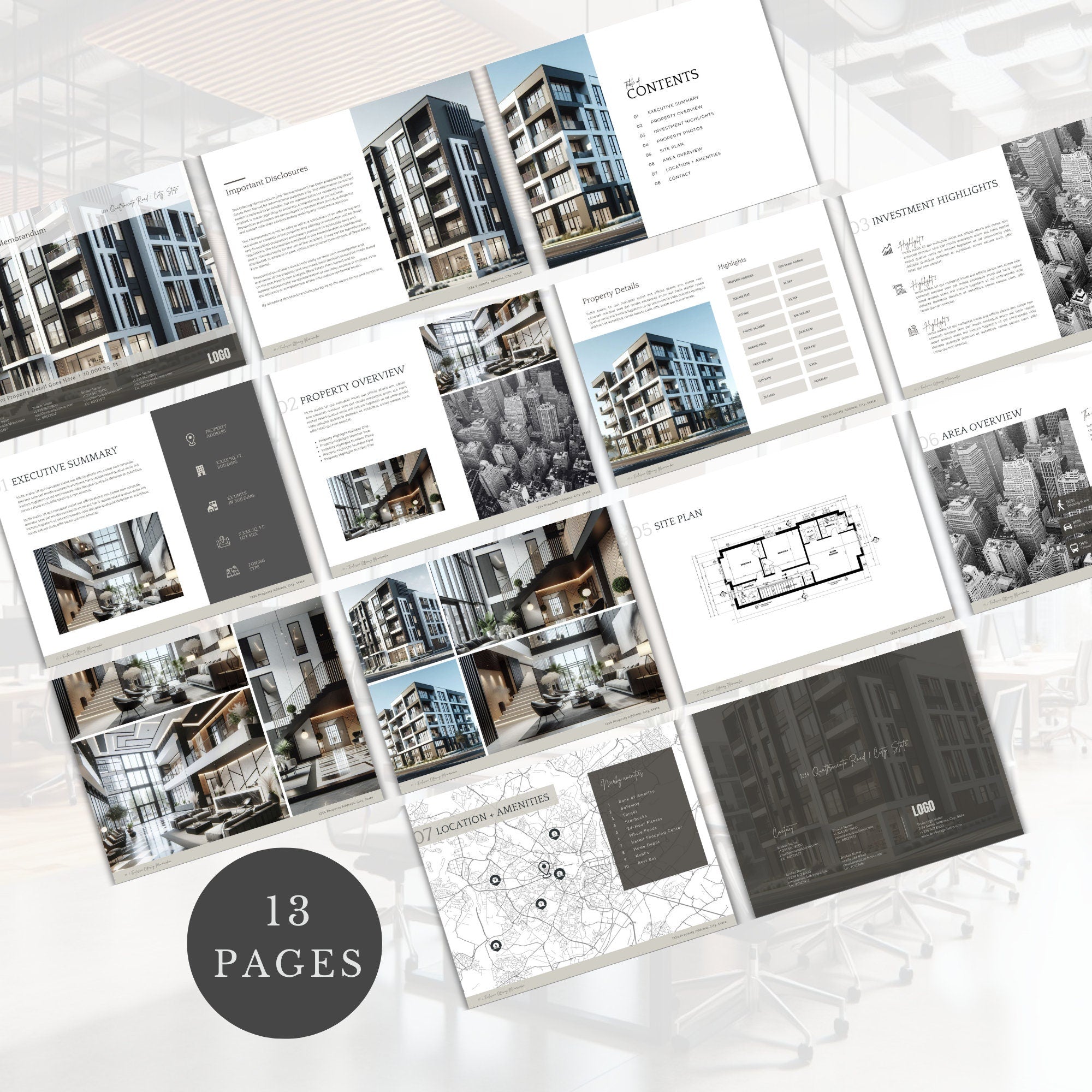 Commercial Real Estate Offering Memorandum Brochure | Commercial Real Estate Brochure | For Sale Package | Edit in Canva