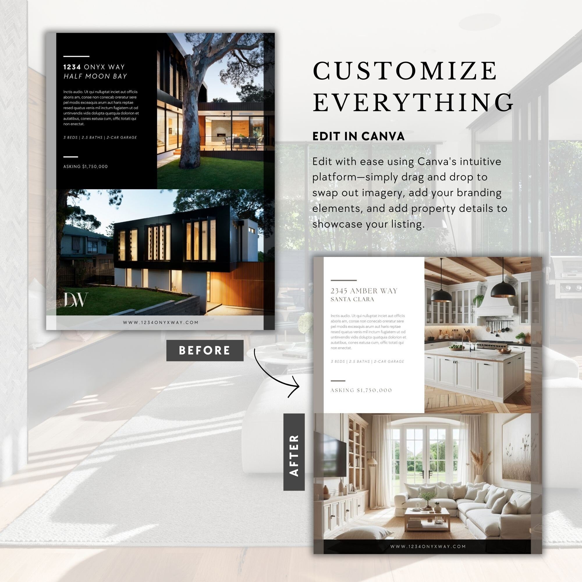 Modern Real Estate Flyer: New Listing Brochure (Edit in Canva)
