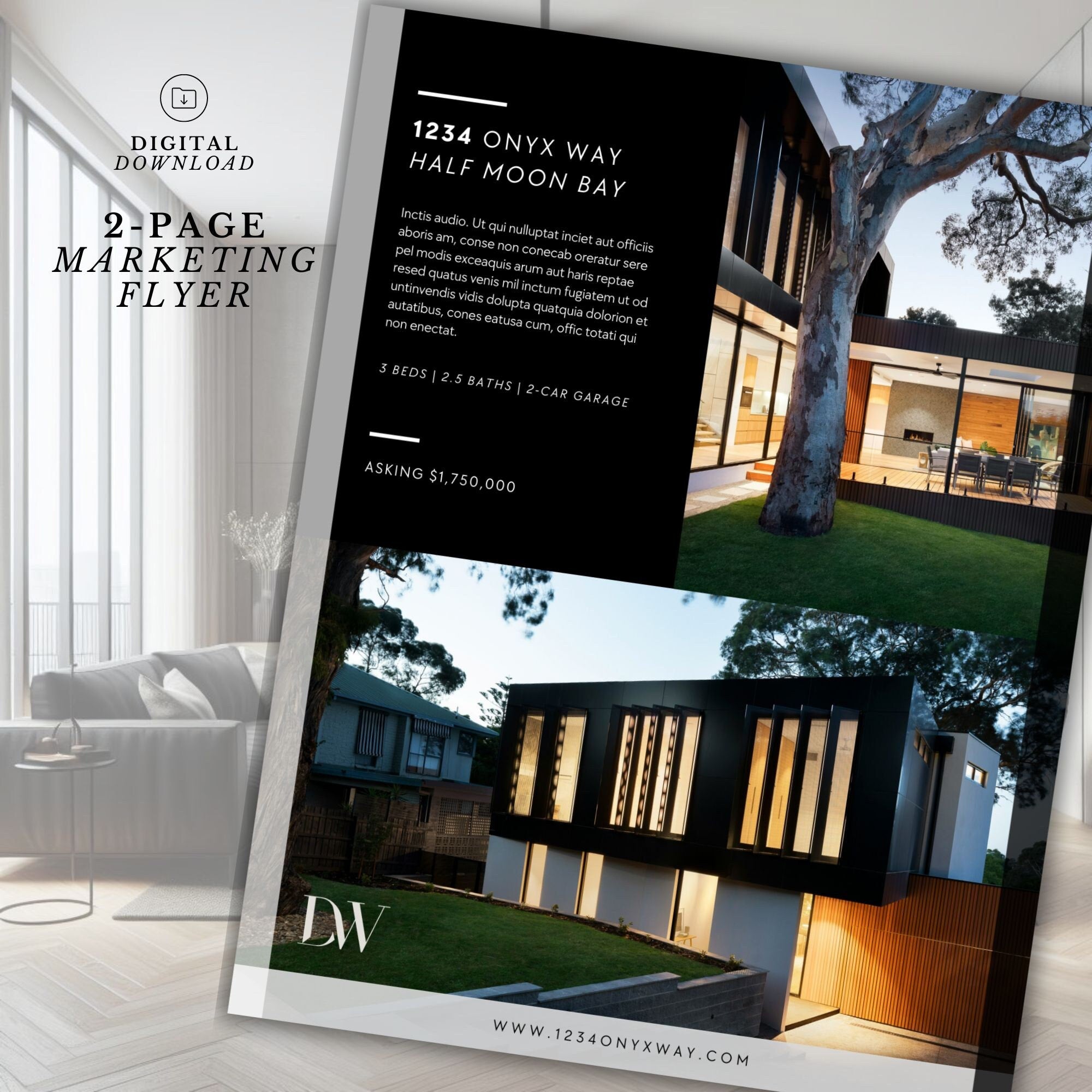 Modern Real Estate Flyer: New Listing Brochure (Edit in Canva)