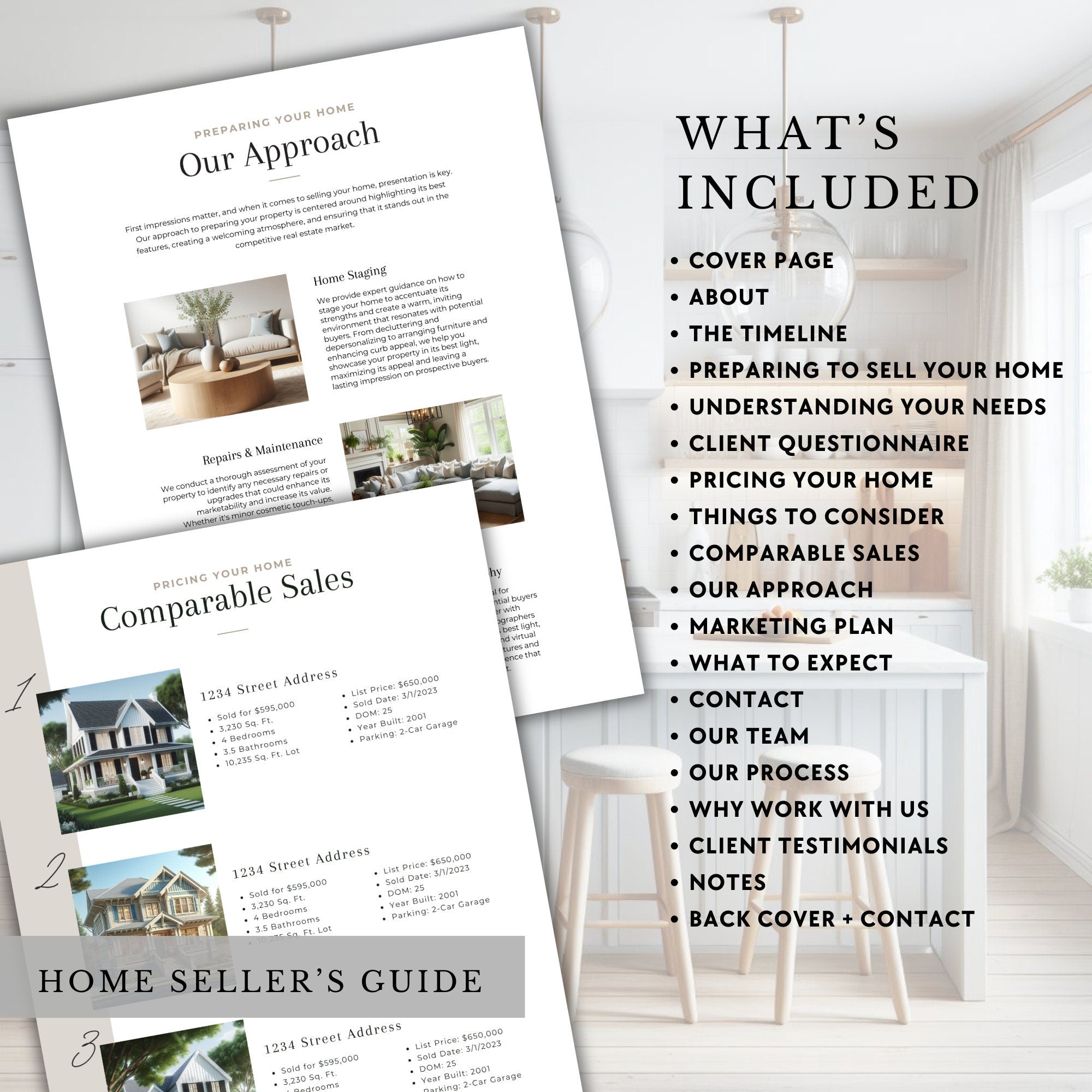 Real Estate Home Buyers + Home Sellers Guide Bundle | Listing Presentation | CMA Packet | Real Estate Marketing | Edit in Canva