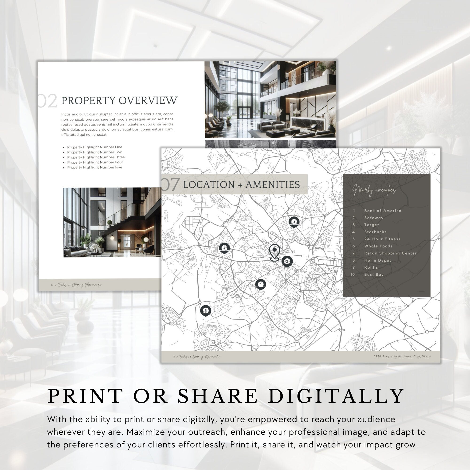 Commercial Real Estate Offering Memorandum Brochure | Commercial Real Estate Brochure | For Sale Package | Edit in Canva