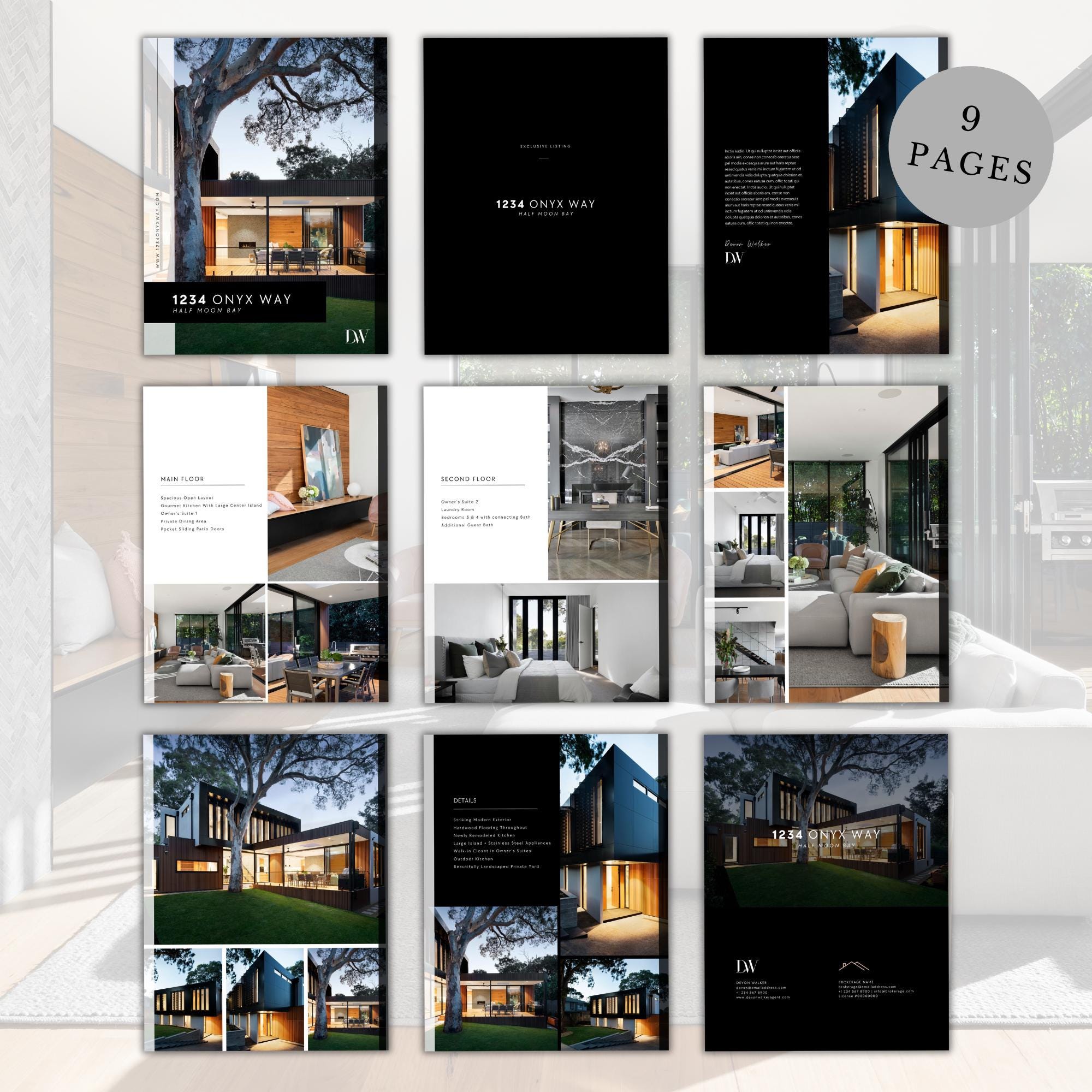Modern Real Estate Brochure Template: 9-Page Canva Design (8.5x11 Portrait)