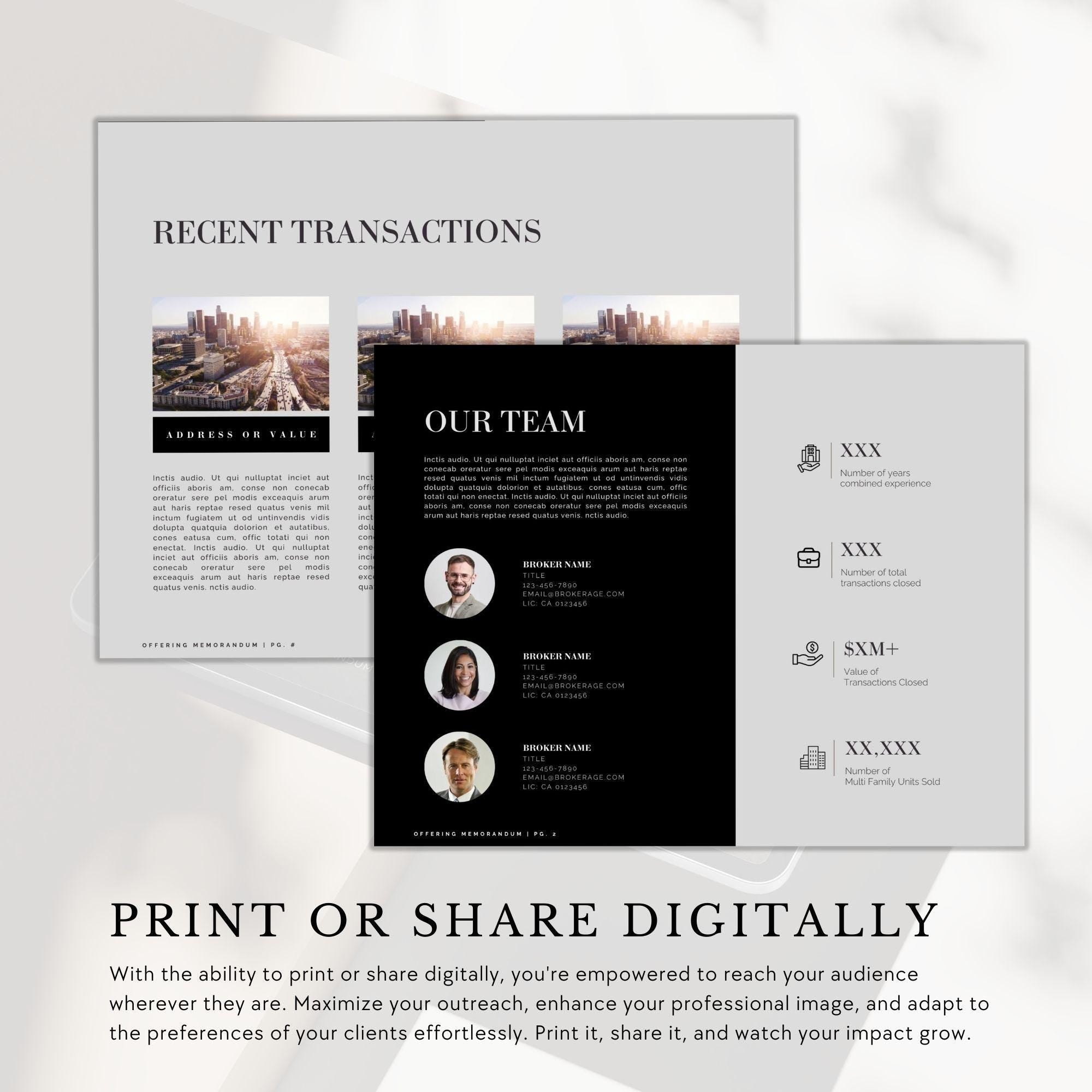Offering Memorandum Brochure Template | Commercial Real Estate Brochure | For Sale Package | Edit in Canva