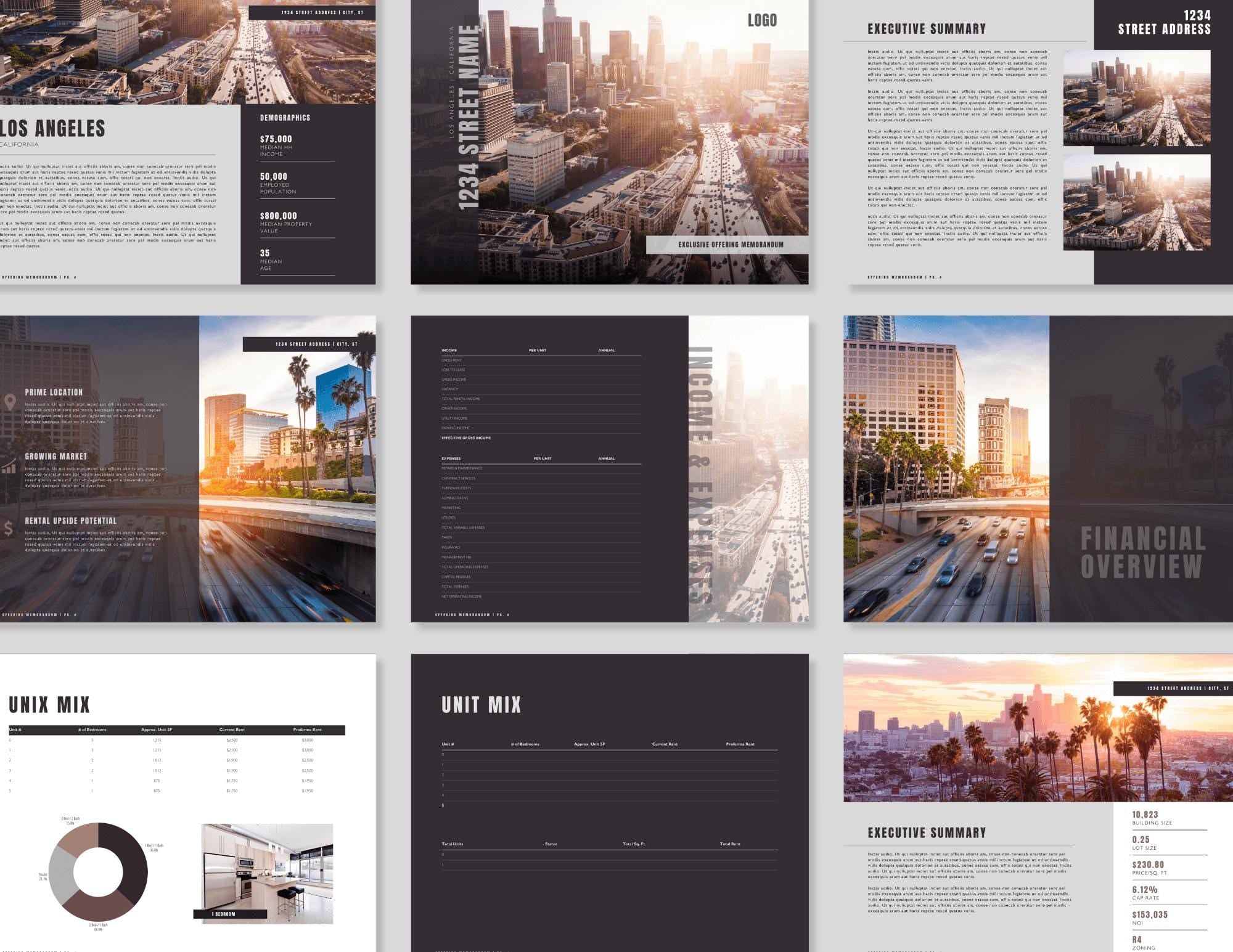 Multi Family Offering Memorandum Template: 50+ Page Brochure (Canva Editable)