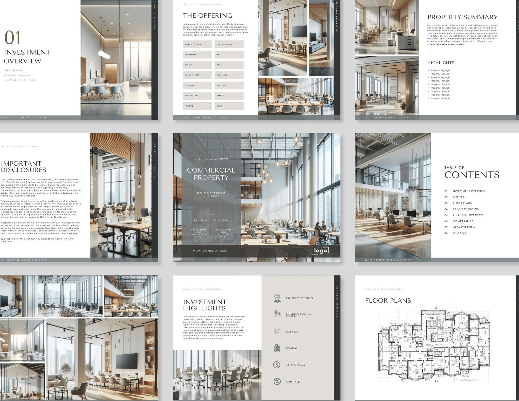 Commercial Real Estate Brochure Template: 30-Page Offering Memorandum (Edit in Canva)