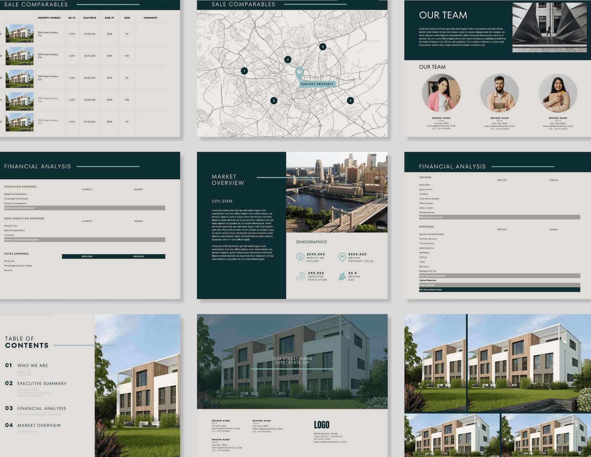Commercial Real Estate Offering Memorandum Template: 15-Page Brochure (Edit in Canva)