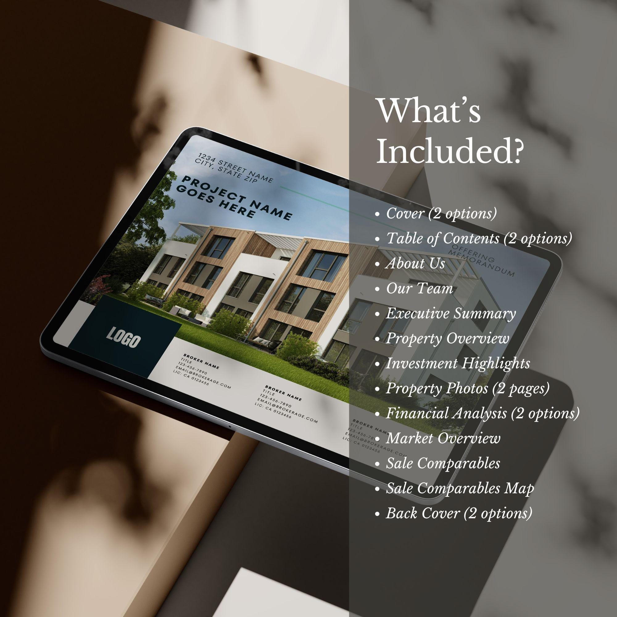 Commercial Real Estate Offering Memorandum Template: 15-Page Brochure (Edit in Canva)