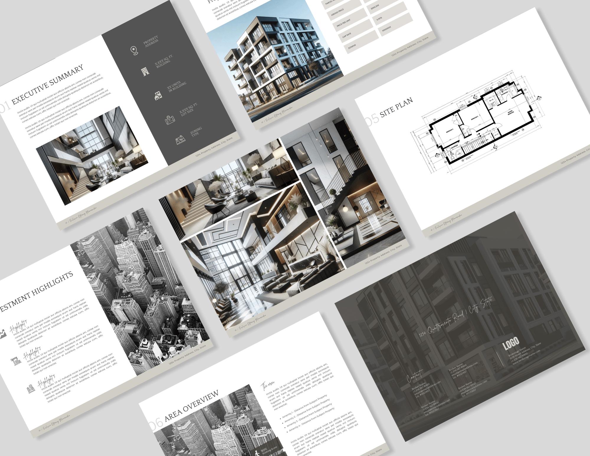 Commercial Real Estate Offering Memorandum Brochure | Commercial Real Estate Brochure | For Sale Package | Edit in Canva