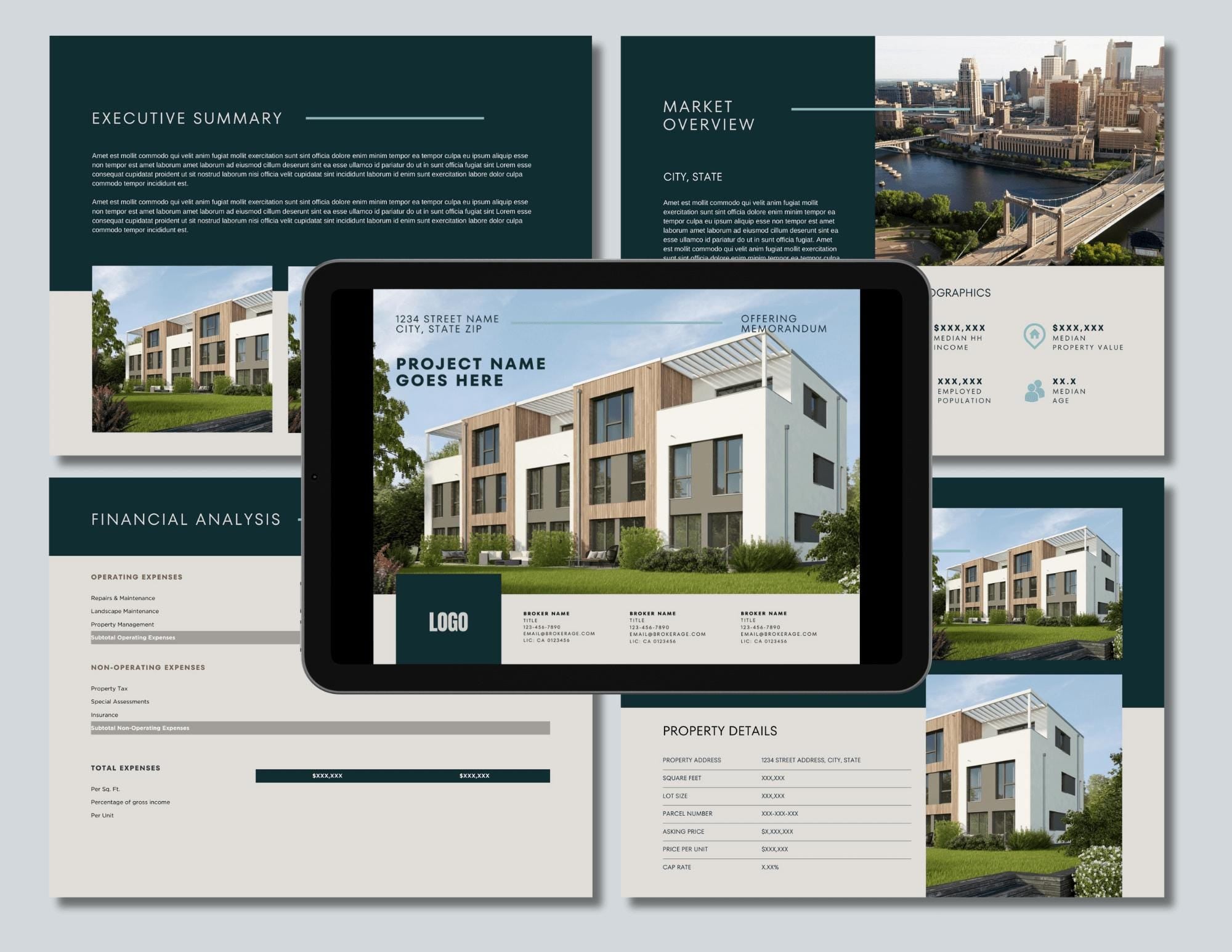 Commercial Real Estate Offering Memorandum Template: 15-Page Brochure (Edit in Canva)