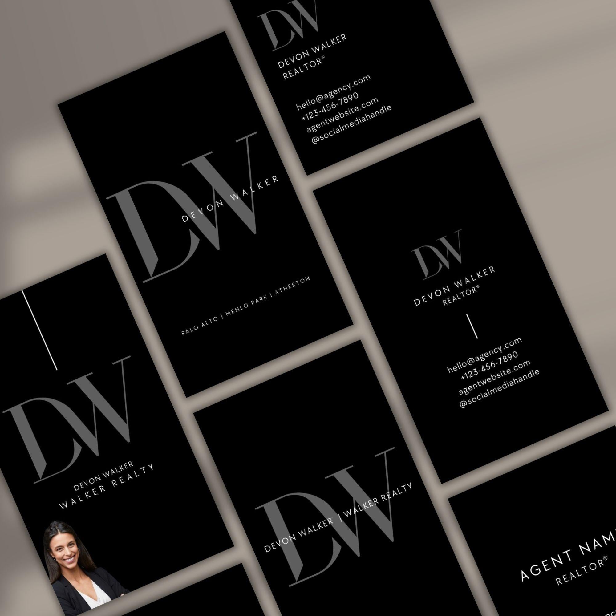 Real Estate Business Card Templates – 3-Pack Vertical Canva Designs (Photo + No-Photo Options)