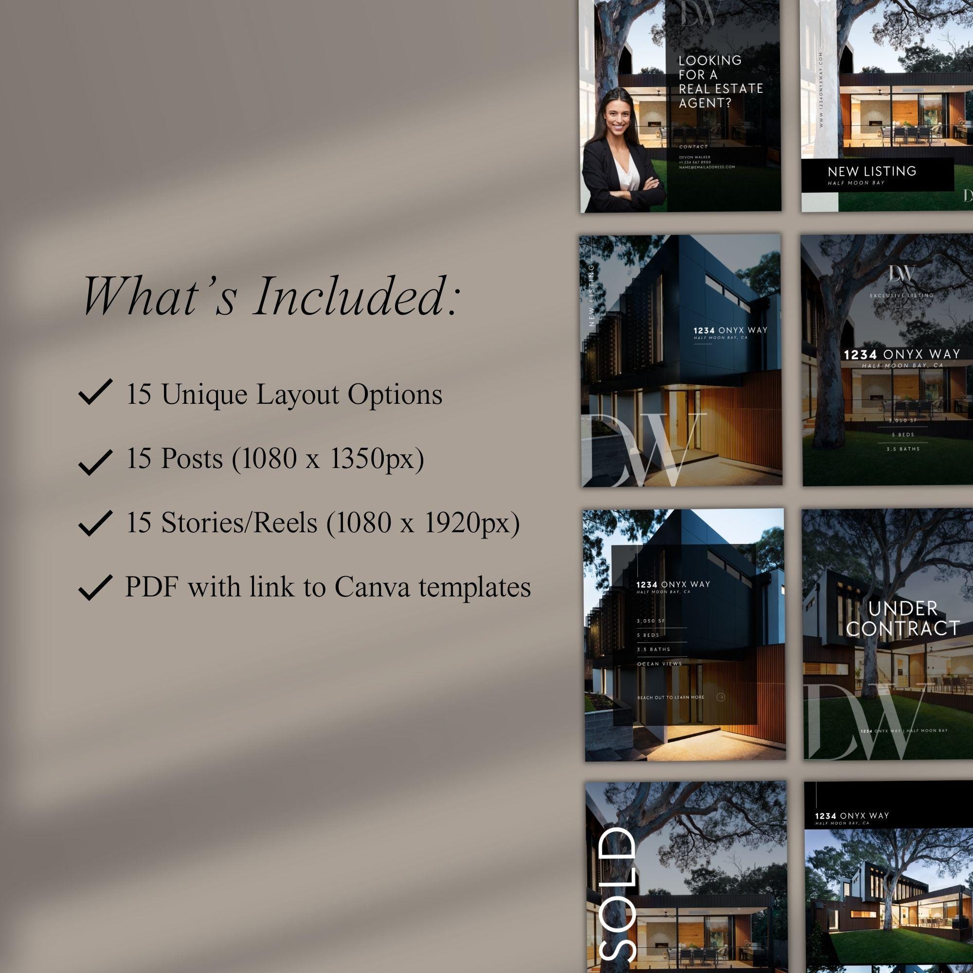 Real Estate Instagram Templates: 15 Canva Post & Story Designs