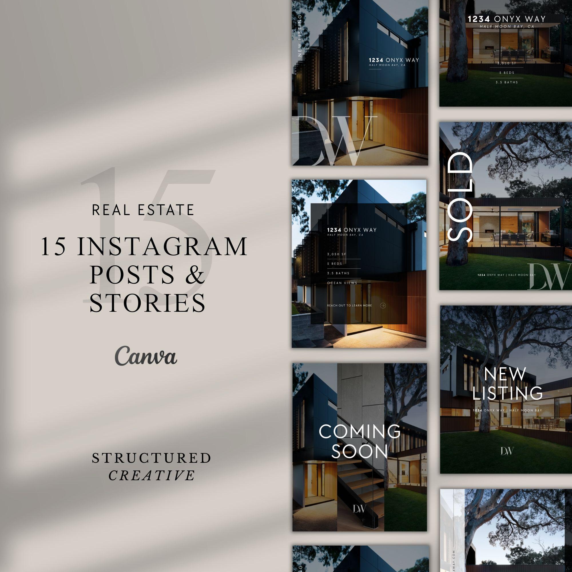 Real Estate Instagram Templates: 15 Canva Post & Story Designs