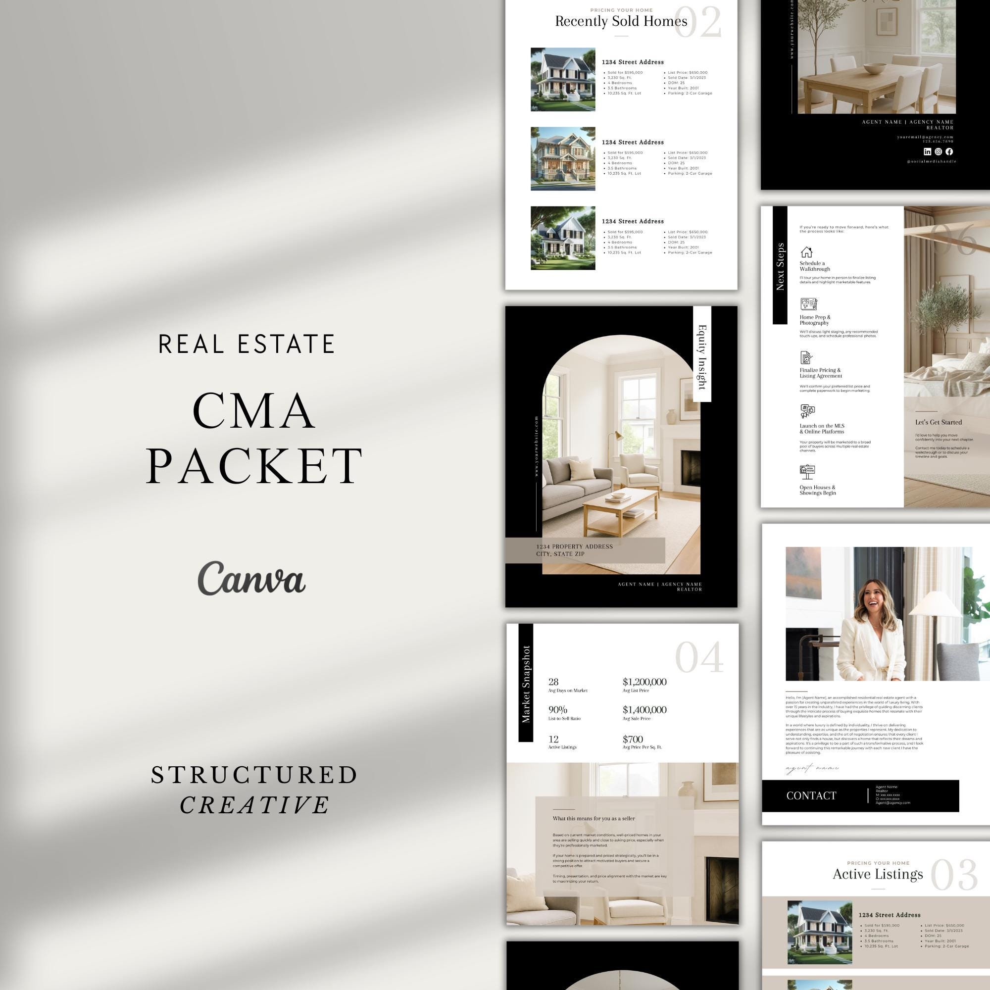 10-Page CMA Packet Template | Editable in Canva | Real Estate Listing Presentation