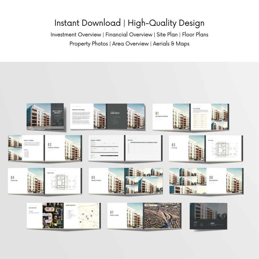 Commercial Real Estate Offering Memorandum Template: Canva Brochure (Digital Download)