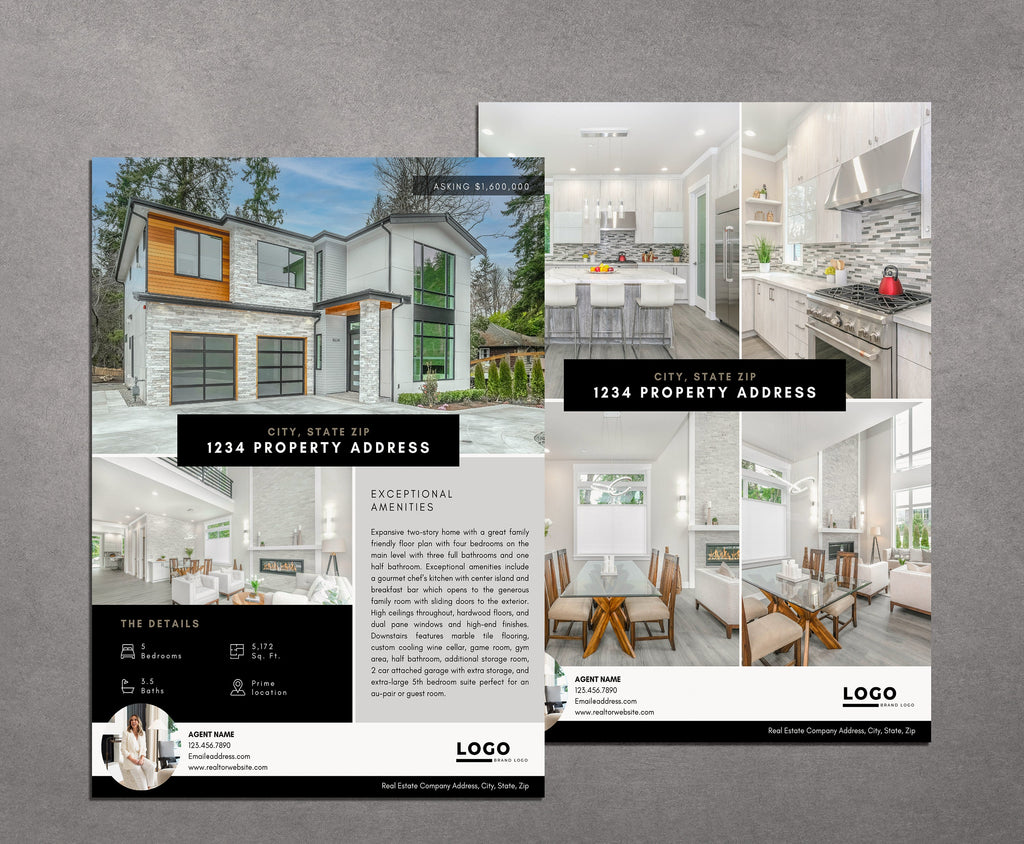 Real Estate Listing Flyer | 2 Page Flyer Template | Realtor Marketing | Edit in Canva