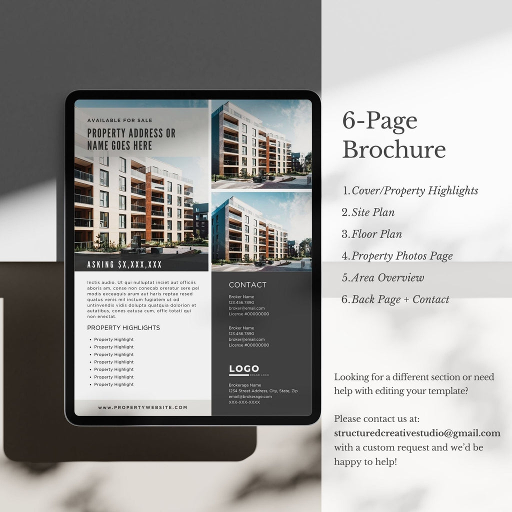 Commercial Real Estate Brochure Template: 8.5"x11" Marketing Flyer (Canva)