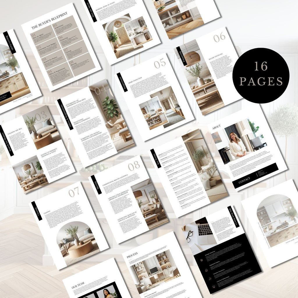Real Estate Home Buyer's Guide: 16 Page Canva Template (Digital Download)