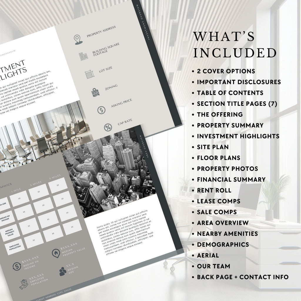 Commercial Real Estate Brochure Template: 30-Page Offering Memorandum (Edit in Canva)