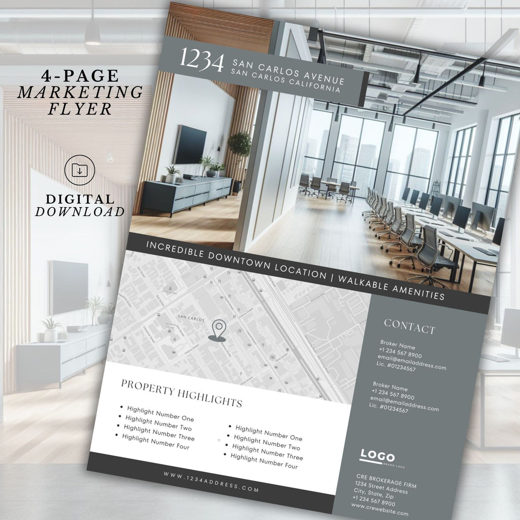 Commercial Real Estate Flyer Template: 4-Page Property Marketing (Edit in Canva)