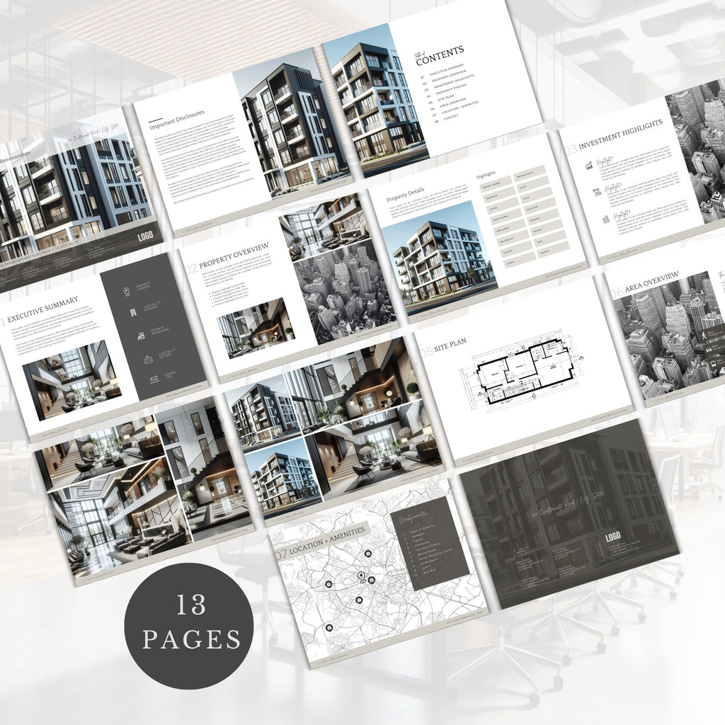 Commercial Real Estate Offering Memorandum Brochure | Commercial Real Estate Brochure | For Sale Package | Edit in Canva