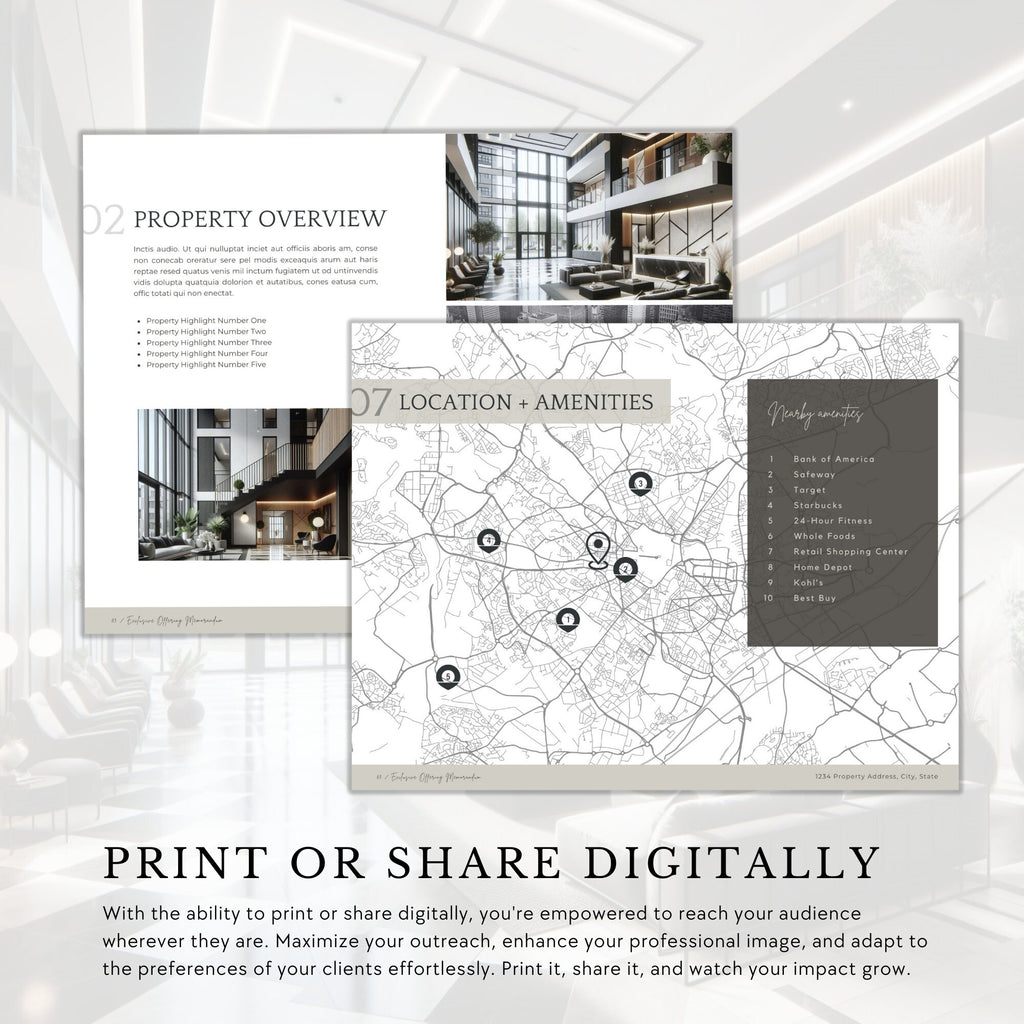 Commercial Real Estate Offering Memorandum Brochure | Commercial Real Estate Brochure | For Sale Package | Edit in Canva
