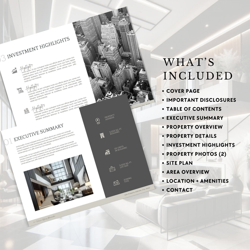 Commercial Real Estate Offering Memorandum Brochure | Commercial Real Estate Brochure | For Sale Package | Edit in Canva