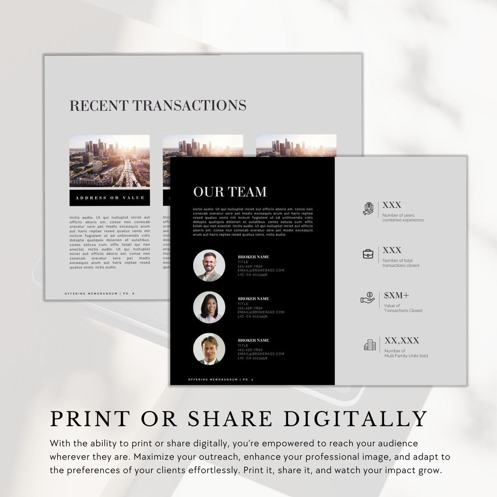 Offering Memorandum Brochure Template | Commercial Real Estate Brochure | For Sale Package | Edit in Canva