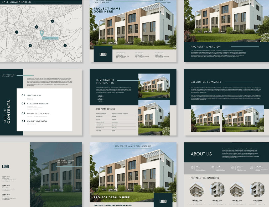 Commercial Real Estate Offering Memorandum Template: 15-Page Brochure (Edit in Canva)