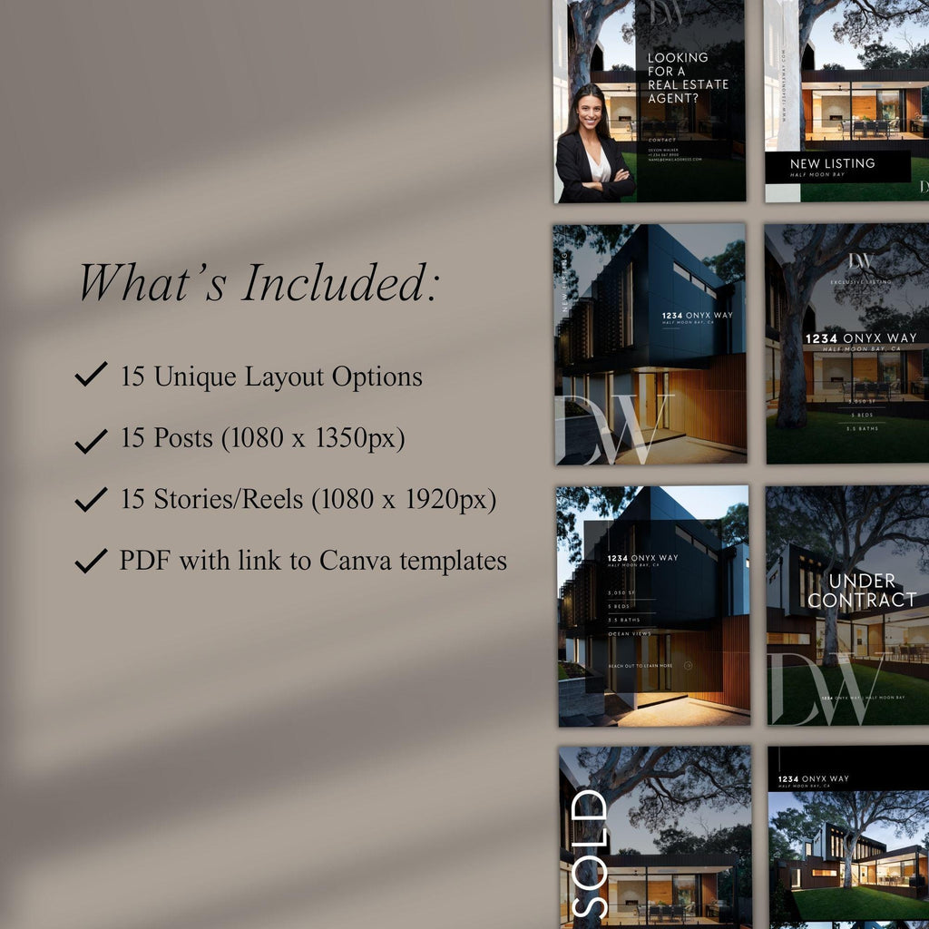 Real Estate Instagram Templates: 15 Canva Post & Story Designs